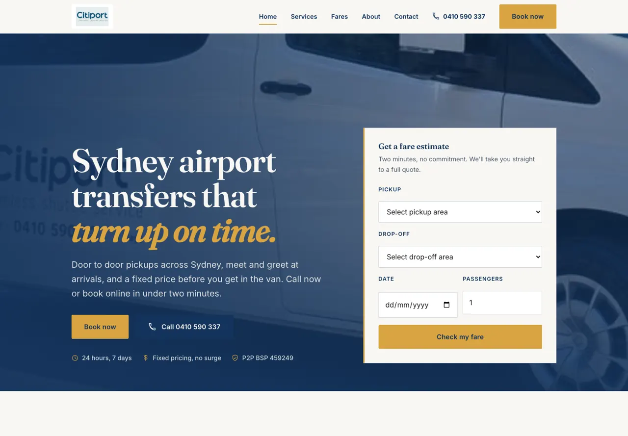 Page d’accueil du site Citiport